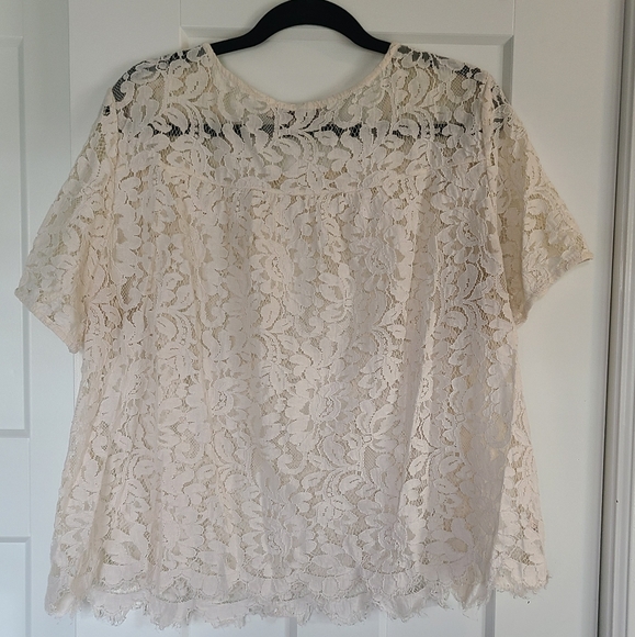 XL lace LOFT blouse top cream romantic 😍 - Picture 4 of 7